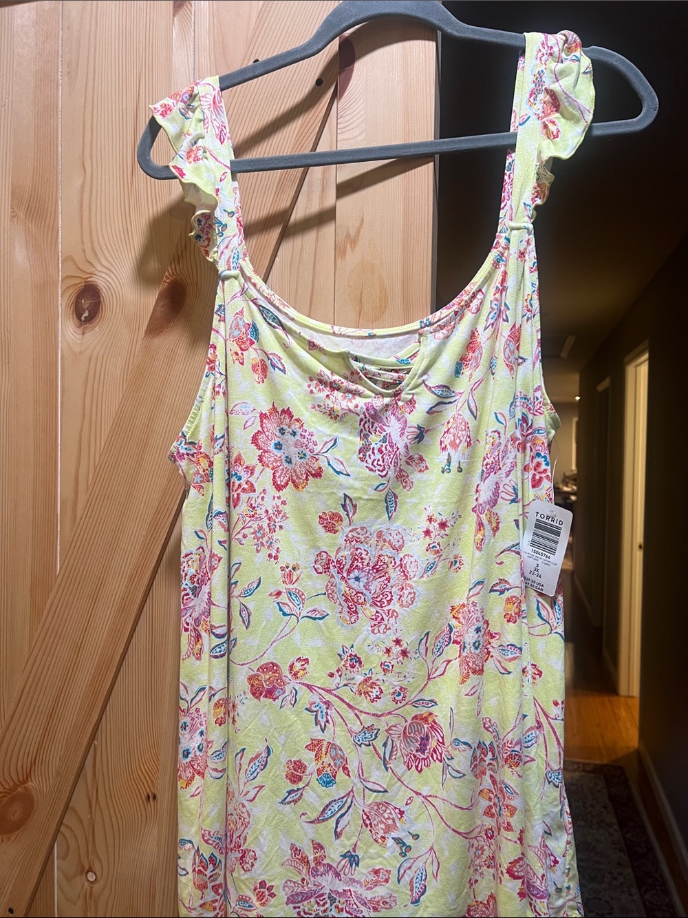 torrid Yellow Floral Ruffle Strap Tank size 3 NWT
